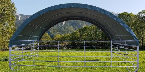 Mobiler Unterstand mit Dacheindeckung Standard inkl. Sturmsicherung 4m x 4m H 3,57m