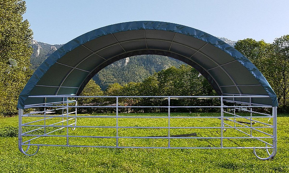 Mobiler Unterstand mit Dacheindeckung Standard inkl. Sturmsicherung 6m x 6m H 3,85m